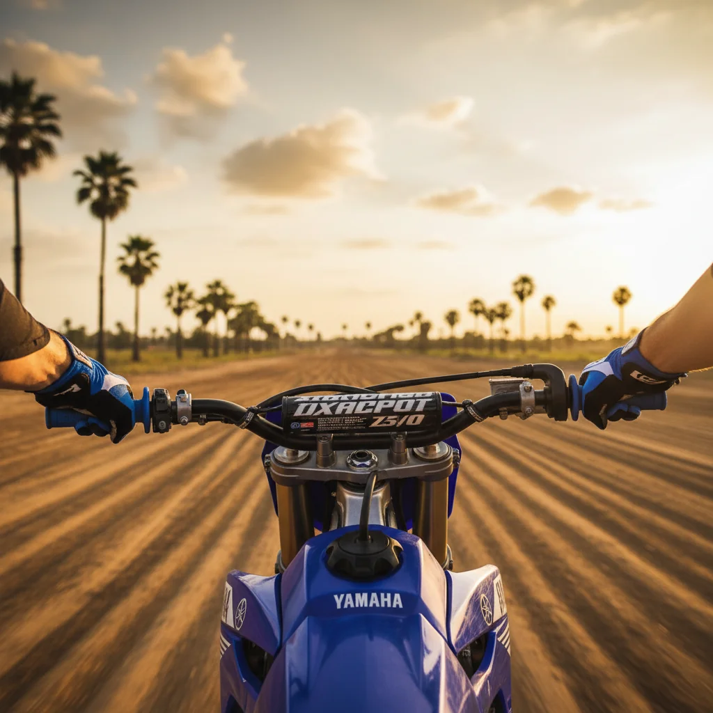 Mains sur le guidon de la YZ 250